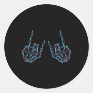 Adesivo Redondo Rock On Rock Star Buddy Concert - Halloween Skelet