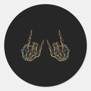 Adesivo Redondo Rock On Rock Star Buddy Concert - Halloween Skelet