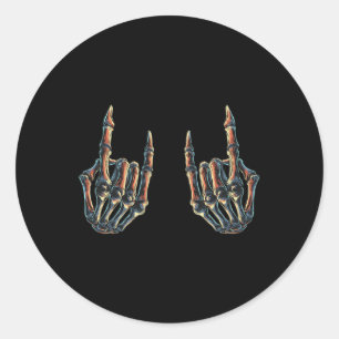 Adesivo Redondo Rock On Rock Star Skeleton Hands - Concert Bynd Gr