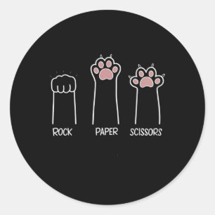 Adesivo Redondo Rock Paper Scissors Paw Game Cat Love Pet Entusias