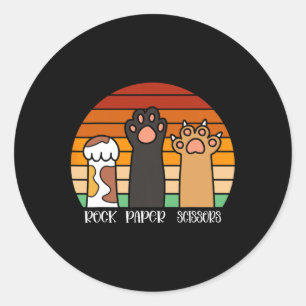 Adesivo Redondo Rock Paper Tesoura Jogo Kitten Lover Paws Animais