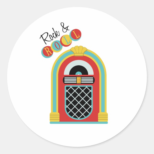 Adesivo Redondo Rock & Roll (Frente)