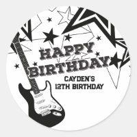 Rock Star Aniversário Guitarra Black White Stars