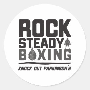 Adesivo Redondo Rock Steady Boxing para acabar com Parkinson