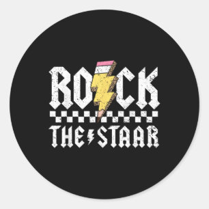 Adesivo Redondo Rock The Staar Motivational Testing Day For Teache