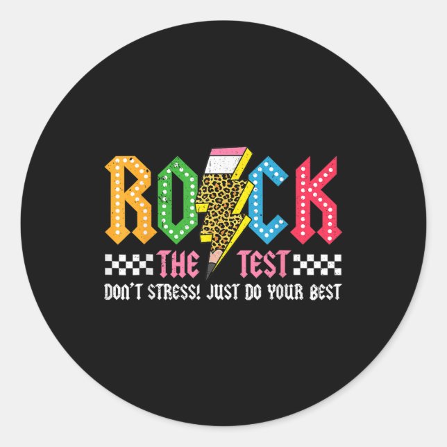 Adesivo Redondo Rock The Test Day Dont Stress Abcd Alphabe (Frente)