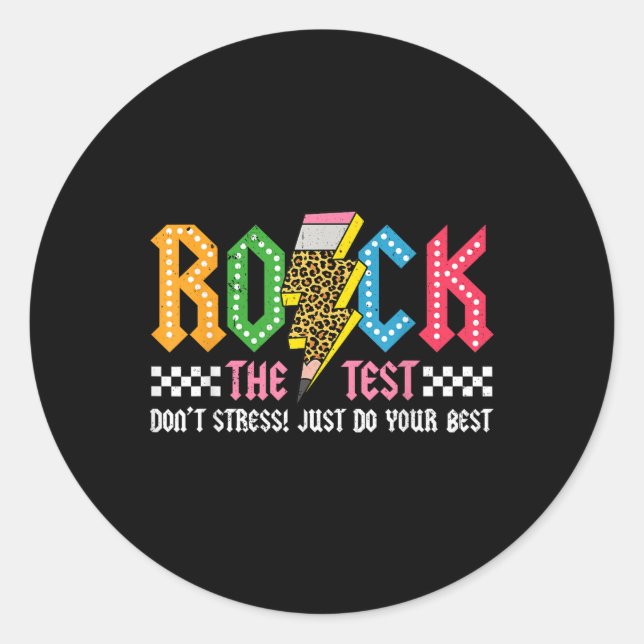 Adesivo Redondo Rock The Test Day Dont Stress Abcd Alphabe (Frente)