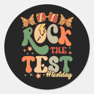 Adesivo Redondo Rock The Test Day Motivational Teacher #Te