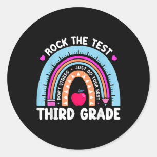 Adesivo Redondo Rock The Test Day Third Grade Teacher