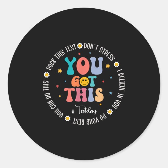 Adesivo Redondo Rock The Test Teacher Testing Day Motivational Tes (Frente)