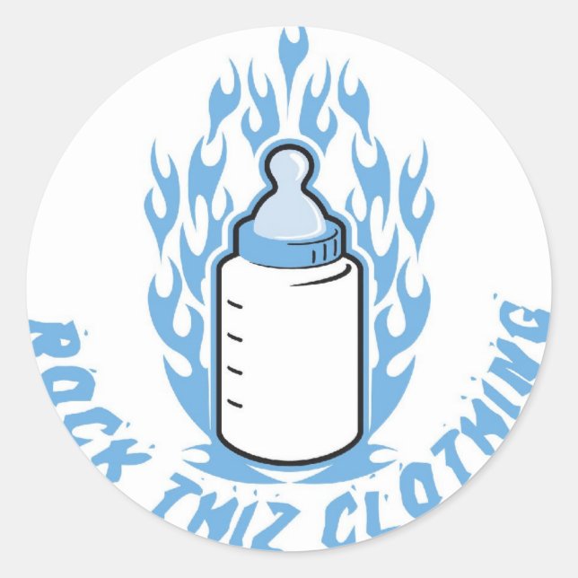 Adesivo Redondo Rock Thiz Clothing Stickers Blue Baby Botle (Frente)