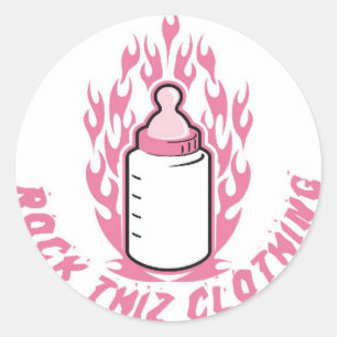 Adesivo Redondo Rock Thiz Clothing Stickers Pink Baby Bottle