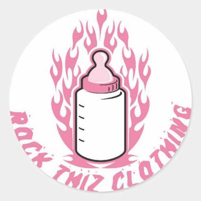 Adesivo Redondo Rock Thiz Clothing Stickers Pink Baby Bottle (Frente)