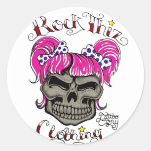 Adesivo Redondo Rock Thiz Clothing & Tattoo Tony Pink Ponytails