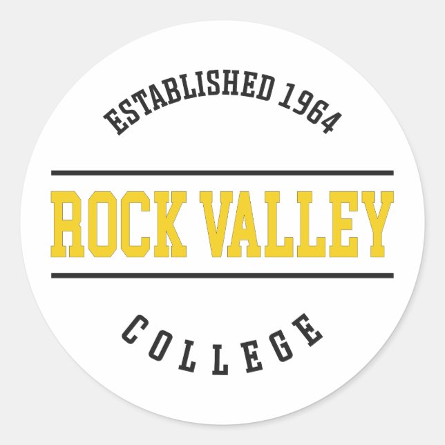 Adesivo Redondo Rock Valley College - RVC Ouro Eagles (Frente)