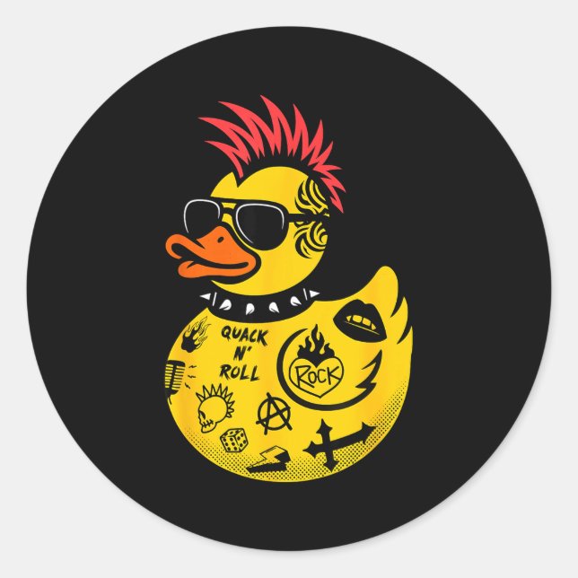 Adesivo Redondo Rock Yellow Rubber Duck Men Women Kids Funny Duck  (Frente)