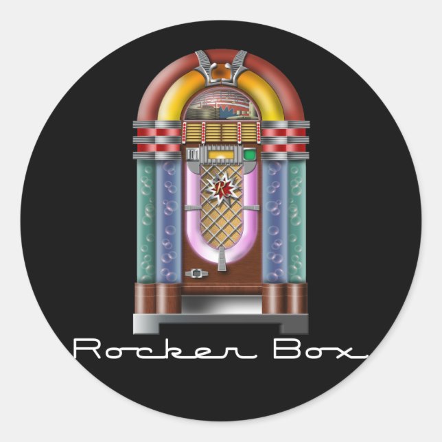 Adesivo Redondo Rocker Box Jukebox (Frente)