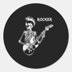 Adesivo Redondo Rocker Esqueleto Guitarra Skater Legal Halloween P