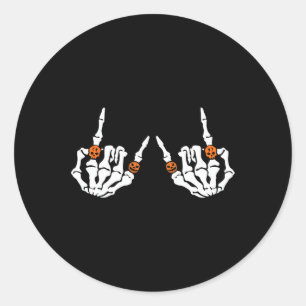 Adesivo Redondo Rocker Hand Sinal Rock Skeleton Pumpkin Rings Crôn