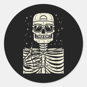 Adesivo Redondo Rocker Skeleton Rock Legal Halloween Men