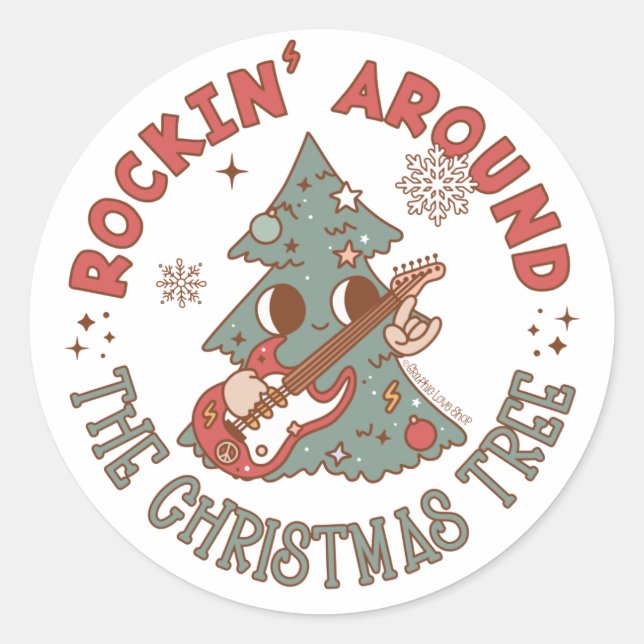 Adesivo Redondo Rockin em torno da árvore de Natal © GraphicLoveSh (Frente)
