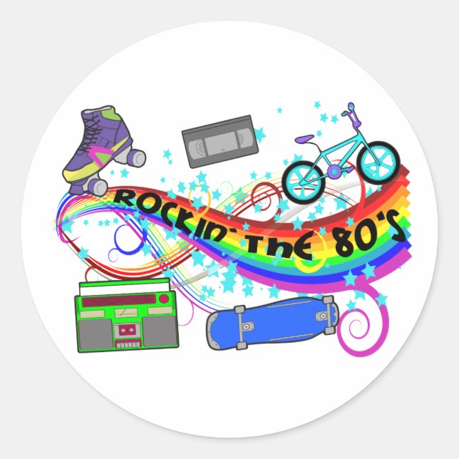 Adesivo Redondo Rockin' The anos 80 (Frente)