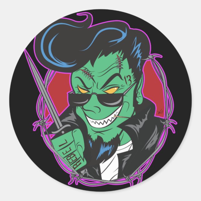 Adesivo Redondo RockitJohnny_Sem MorteGhoulie (Frente)