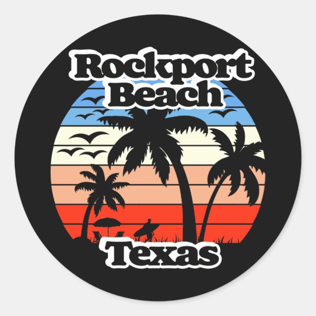 Adesivo Redondo Rockport Beach Texas (Frente)