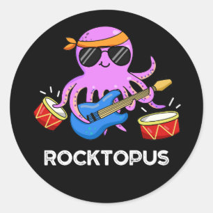 Adesivo Redondo Rocktopus Funny Rock Banda Octopus Pun Dark BG