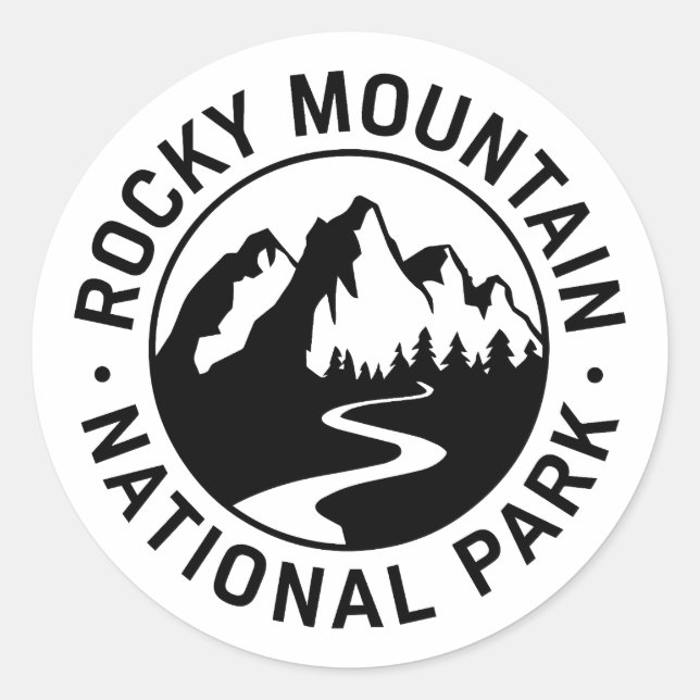 Adesivo Redondo Rocky Mountain National Park Emblem (Frente)