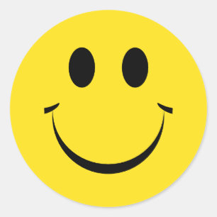 Adesivo Redondo Roda Clássica de Rosto Feliz Personalizado Amarelo