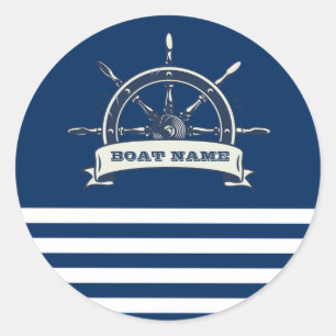 Adesivo Redondo Roda de Barco Náutico, Listras Azul-Marinho