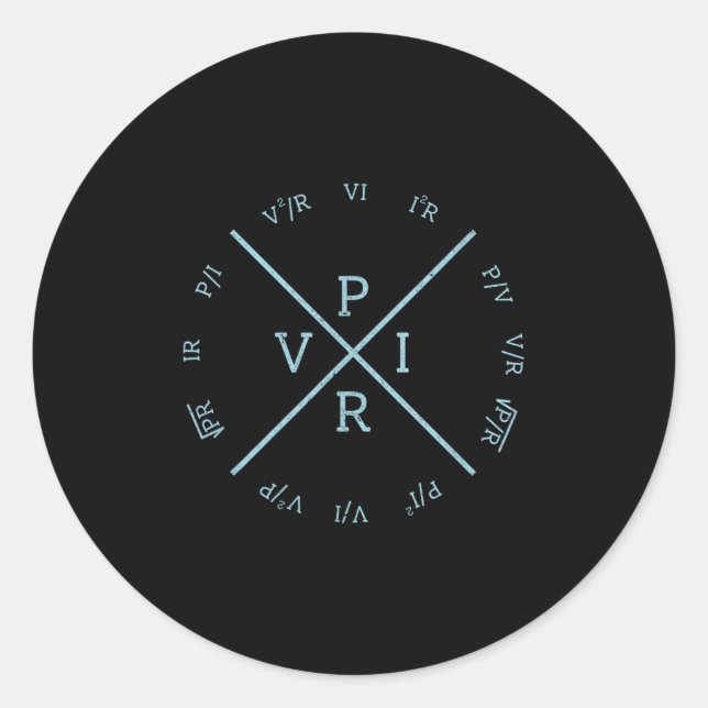 Adesivo Redondo Roda de força da lei Ohms - Engi de Eletrônicos el (Frente)