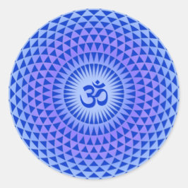 Adesivo Redondo Roda de meditação de flores de Lotus Roxo OM