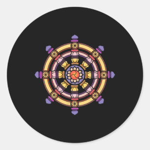 Adesivo Redondo Roda do Dharma Meditação Lótus Chakras Yoga Dharma