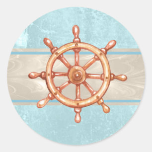 Adesivo Redondo Roda ID385 do leme do barco da aguarela