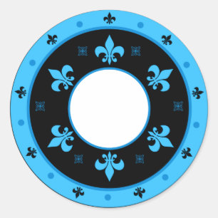 Adesivo Redondo Rodar Fleur de Lis Stickers BLUE & BLACK