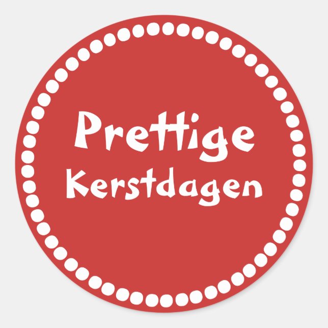 Adesivo Redondo Rode cadeau sticker tekst Prettige Kerstdagen (Frente)