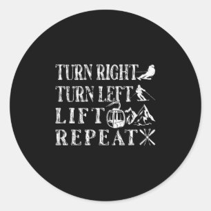 Adesivo Redondo Rode esquiadores de esqui para a esquerda e para a