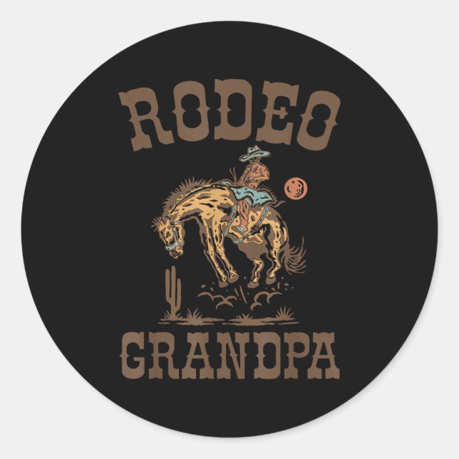 Adesivo Redondo Rodeo Grandpa Cowboy Cowgirl Birthday Family Match (Frente)
