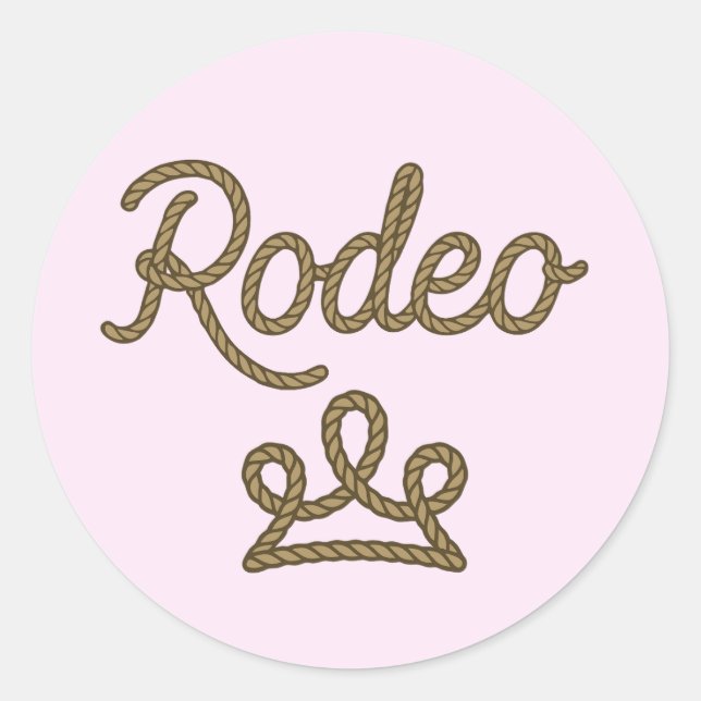Adesivo Redondo Rodeo Princess Country Western Tiara Crown Rosa (Frente)