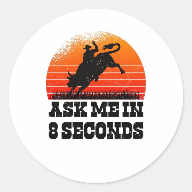 Adesivo Redondo Rodeo Western Cowboy Wild West Retro Bull (Frente)