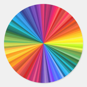 Adesivo Redondo Rodovalho-arco-íris vívido girando em direção