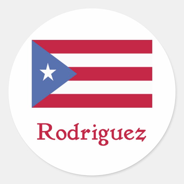 Adesivo Redondo Rodriguez Puerto Rican Flag (Frente)
