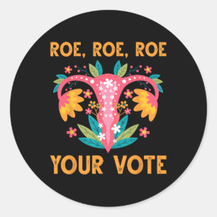 Adesivo Redondo Roe Roe Votou - Flores Feministas Florais Mulheres