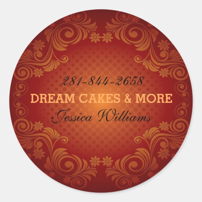 Adesivo Redondo Roios De Cor Laranja E Vermelha (Frente)