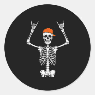 Adesivo Redondo Roker Skeleton Boné Skater Legal Halloween Punk Ro