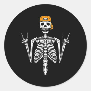Adesivo Redondo Roker Skeleton Boné Skater Legal Halloween Punk Ro