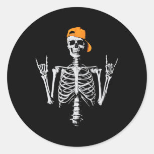 Adesivo Redondo Roker Skeleton Boné Skater Legal Halloween Punk Ro