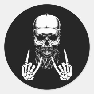 Adesivo Redondo Roker Skeleton Boné Skater Legal Halloween Punk Ro